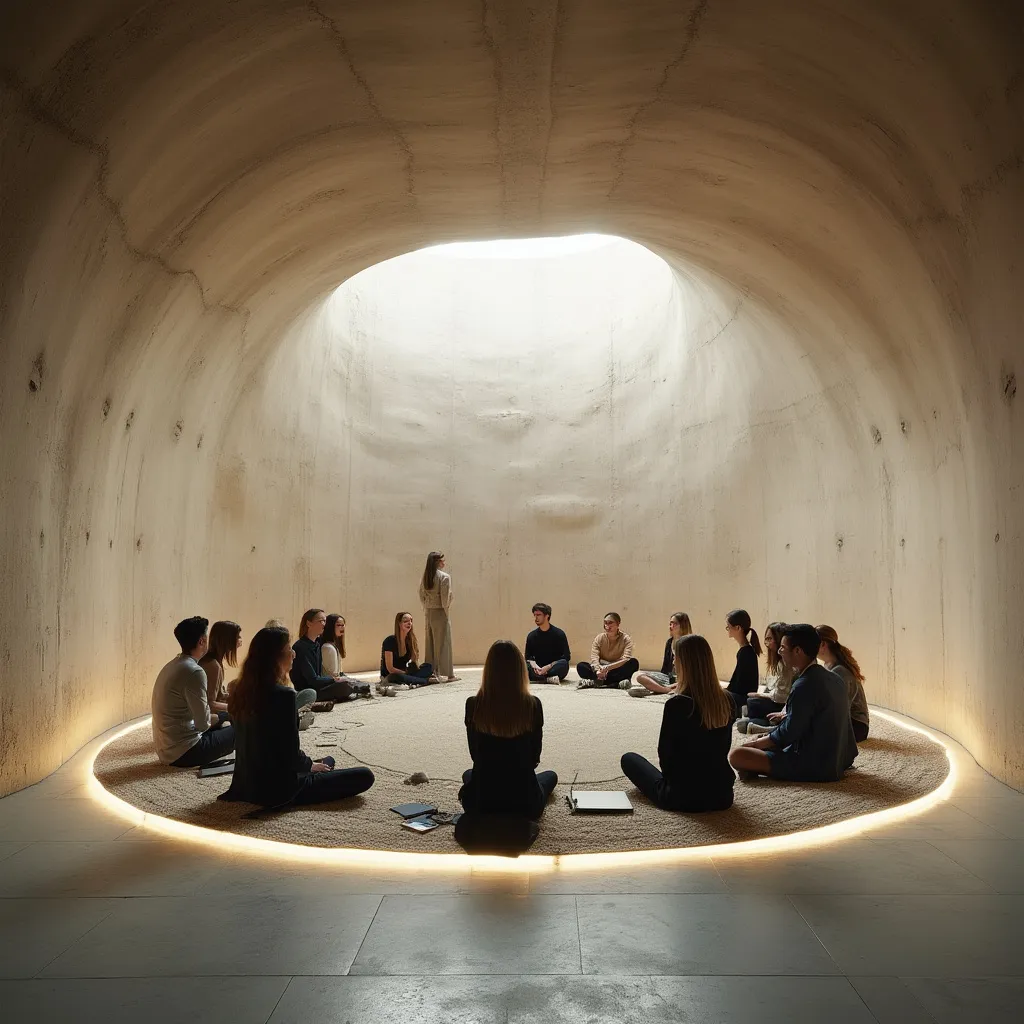 Cercle de partage dans un espace lumineux